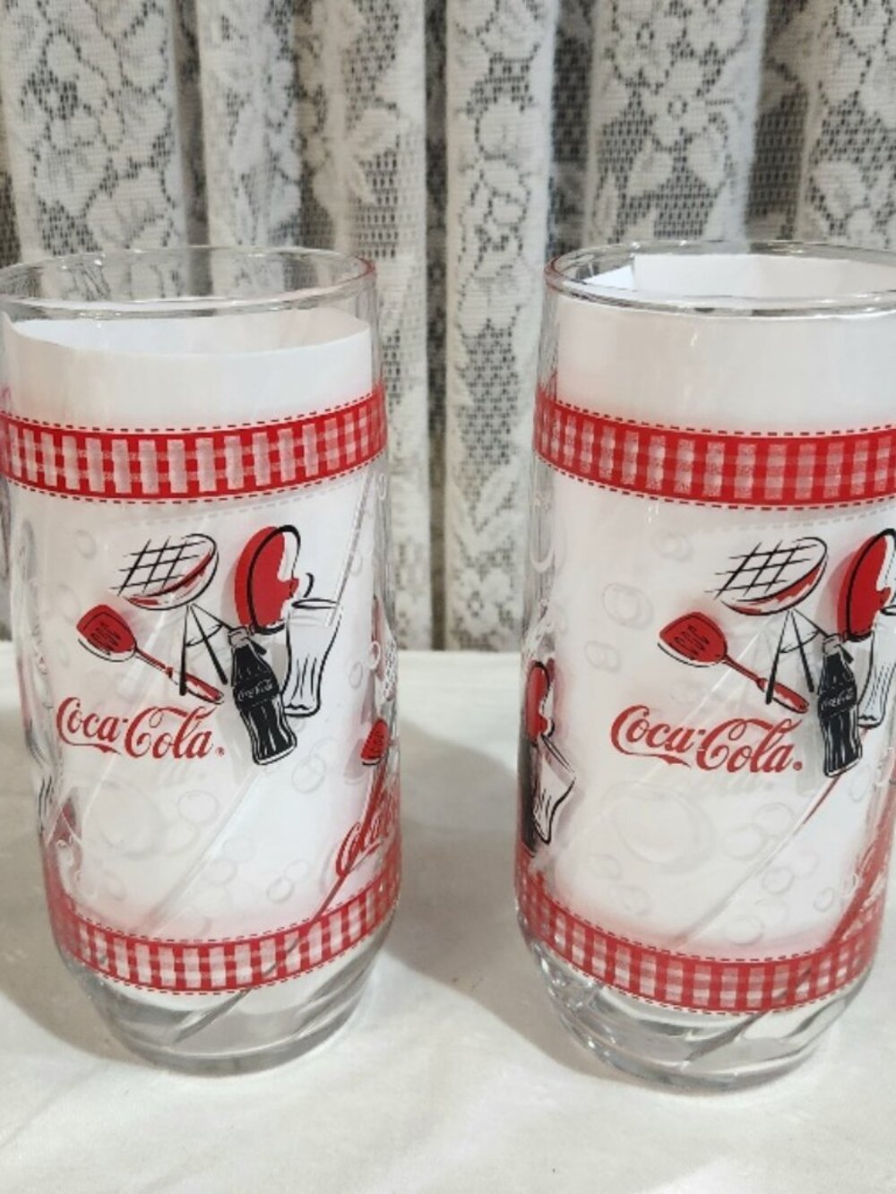 2 VTG Coca Cola Coke Glasses Libby BBQ Design